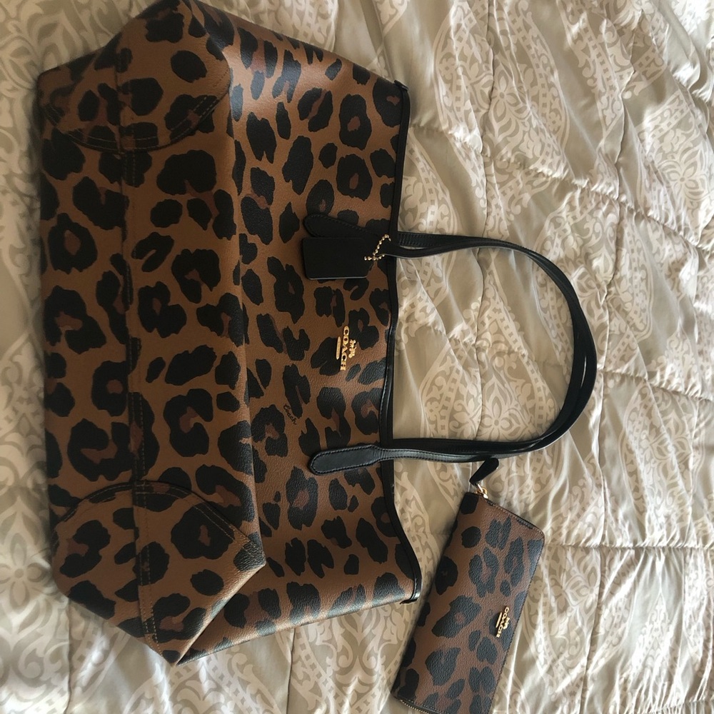 COACH leopard print tote bag